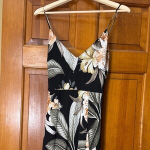 Windsor Black Dress with Cream and Tan Floral Accents